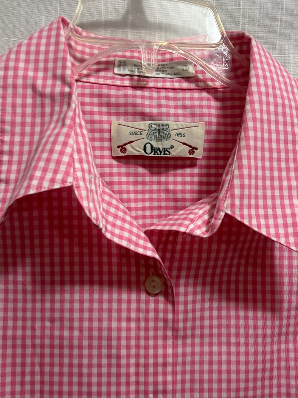 Girls pink and white check shirt 12